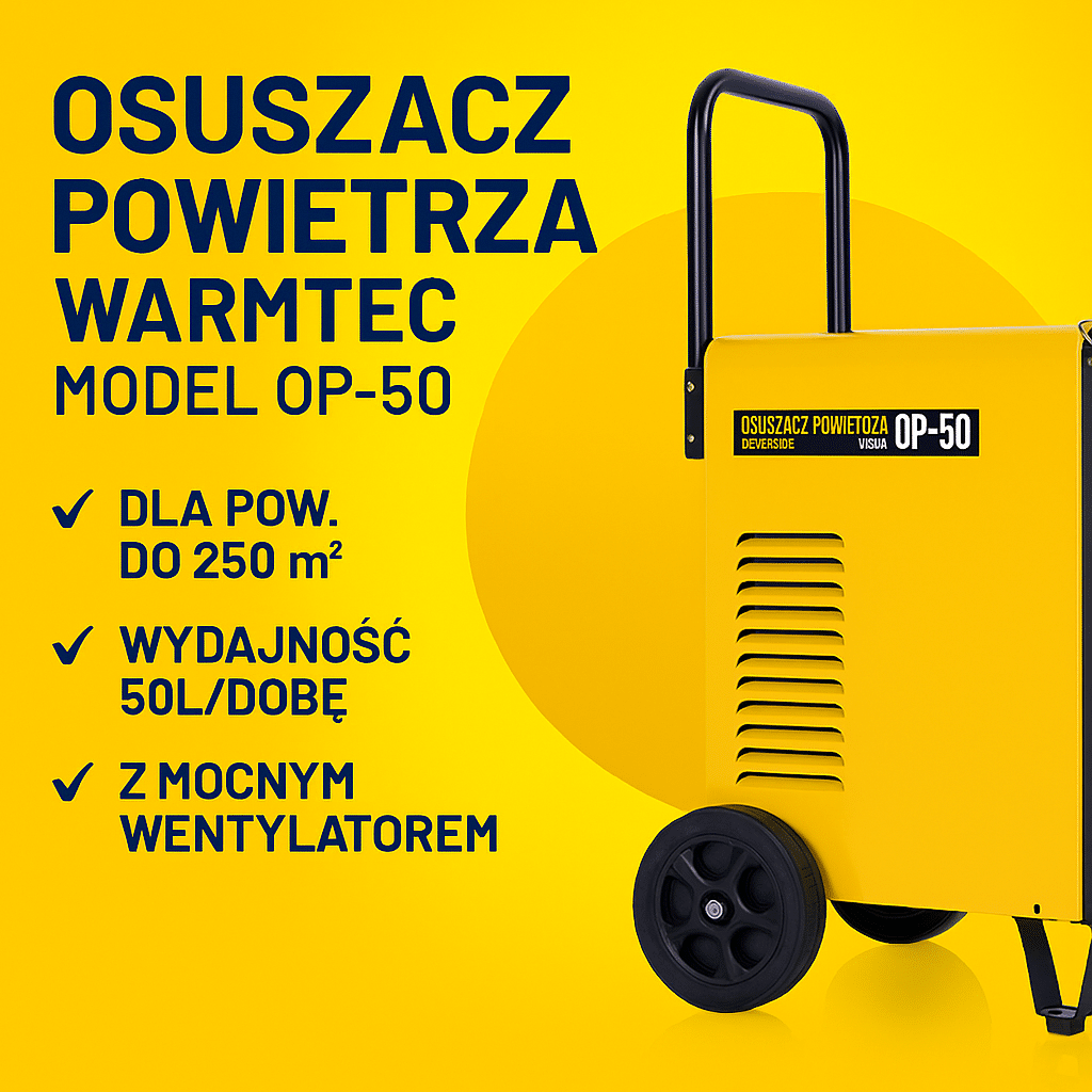 Osuszacz powietrza Warmtec OP-50 – do 250 m², wydajność 50 l/dobę - obrazek 7